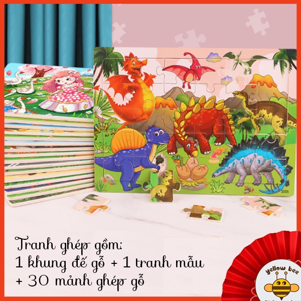 [30 miếng] Đồ chơi tranh ghép hình 30 miếng gỗ puzzle - Bộ ghép hình - Tranh xếp hình