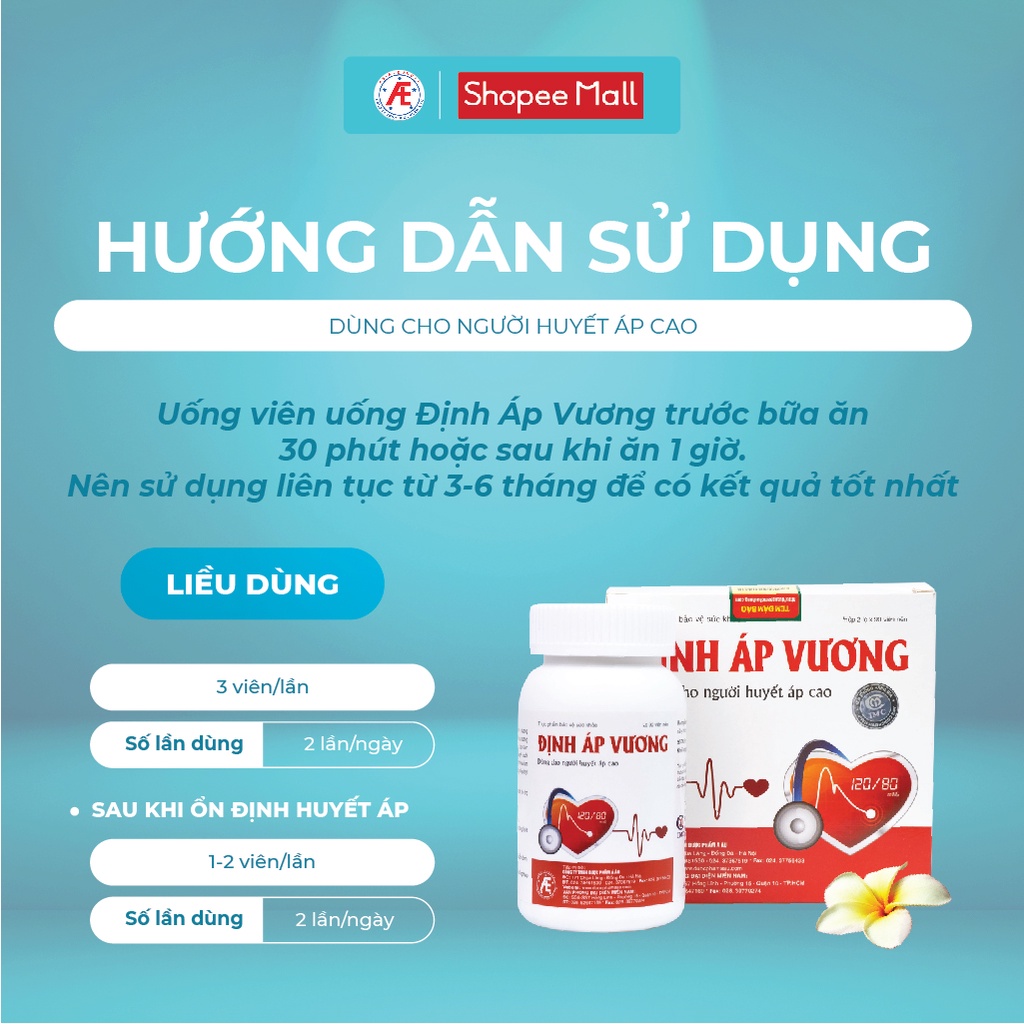 Định Áp Vương - Hỗ trợ hạ ổn định huyết áp giảm lipid máu hộp 90 viên, 180 viên DƯỢC PHẨM Á ÂU
