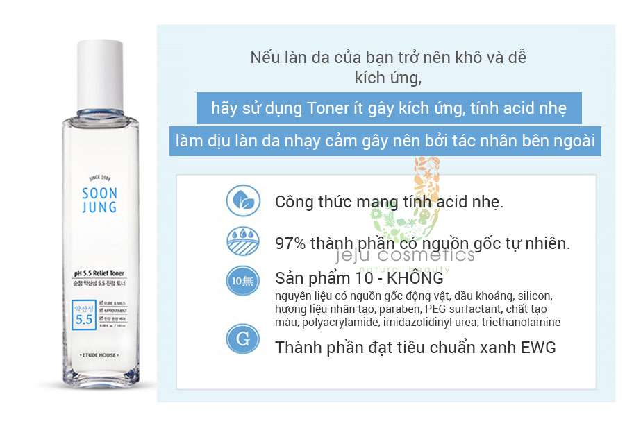 [Rẻ vô địch] Nước Cân Bằng (nước hoa hồng) Dưỡng da Soon Jung pH5.5 Relief Toner