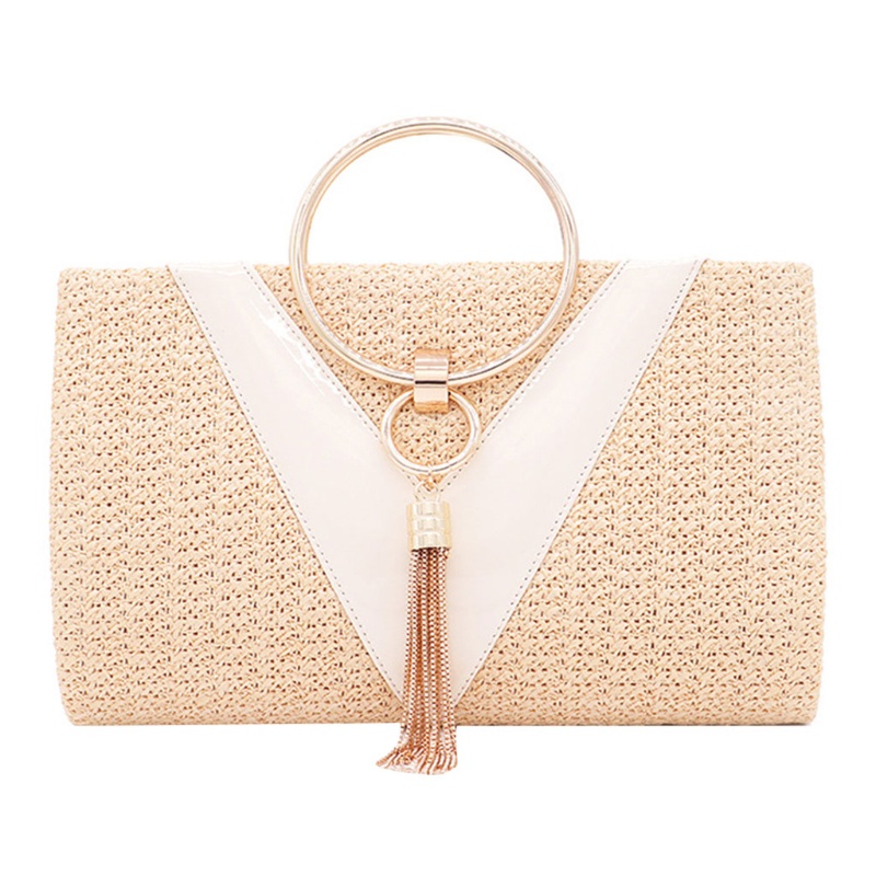 Túi Xách Đeo Chéo Bằng Rơm Phối Tua Rua Thời Trang Dự Tiệc