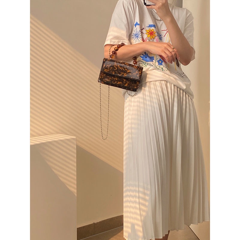 Túi xách JASMIN NOIR bằng da PU cỡ nhỏ phong cách retro phối dây xích