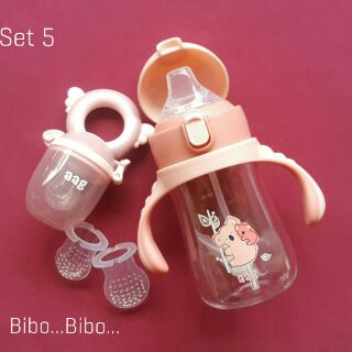 Combo Bình tập uống nước & Bình thìa ăn dặm AAG