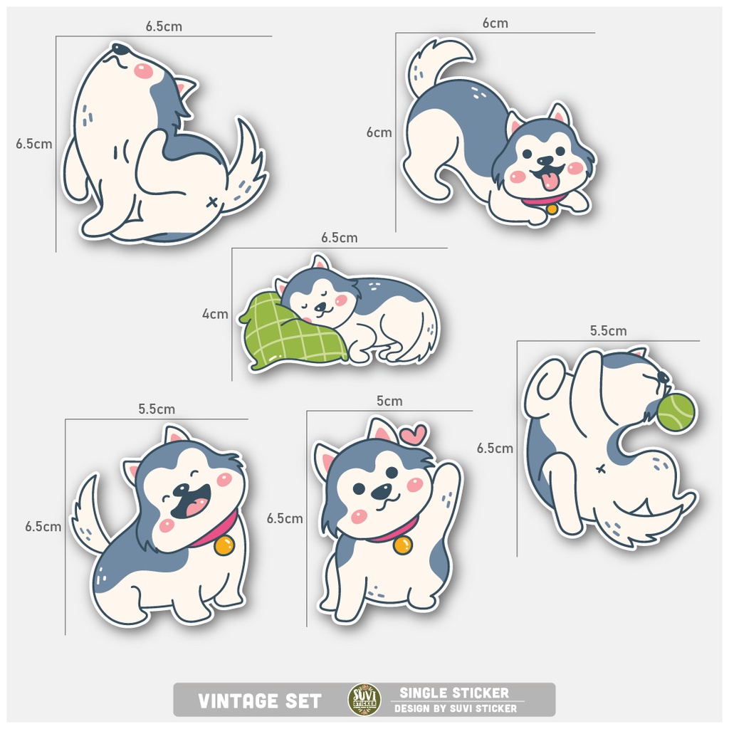 STICKER LẺ - Sticker Husky dán mũ bảo hiểm, laptop, điện thoại, vali. MSP: SS17