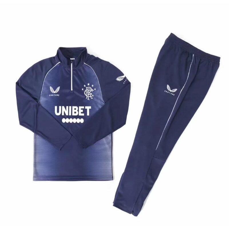 Áo Thun Bóng Đá Dây Kéo Nửa Người Màu Xanh Đậm 2021 2022 Glasgow Rangers 21/22