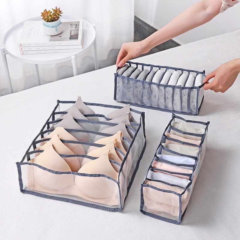 Túi vải đựng đồ lót tất vớ nhiều ngăn phong cách hàn quốc, Khay vải đựng đồ