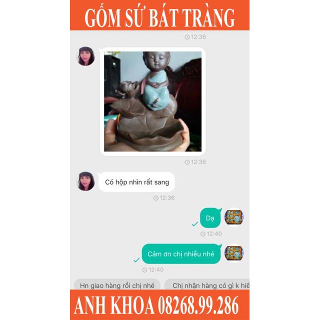 Tượng đốt trầm Phật toạ sen - Gốm sứ Bát Tràng Anh Khoa