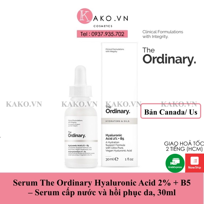 (BILL CANADA) Serum The Ordinary Hyaluronic Acid 2% + B5 – Serum cấp nước và hồi phục da, 30ml