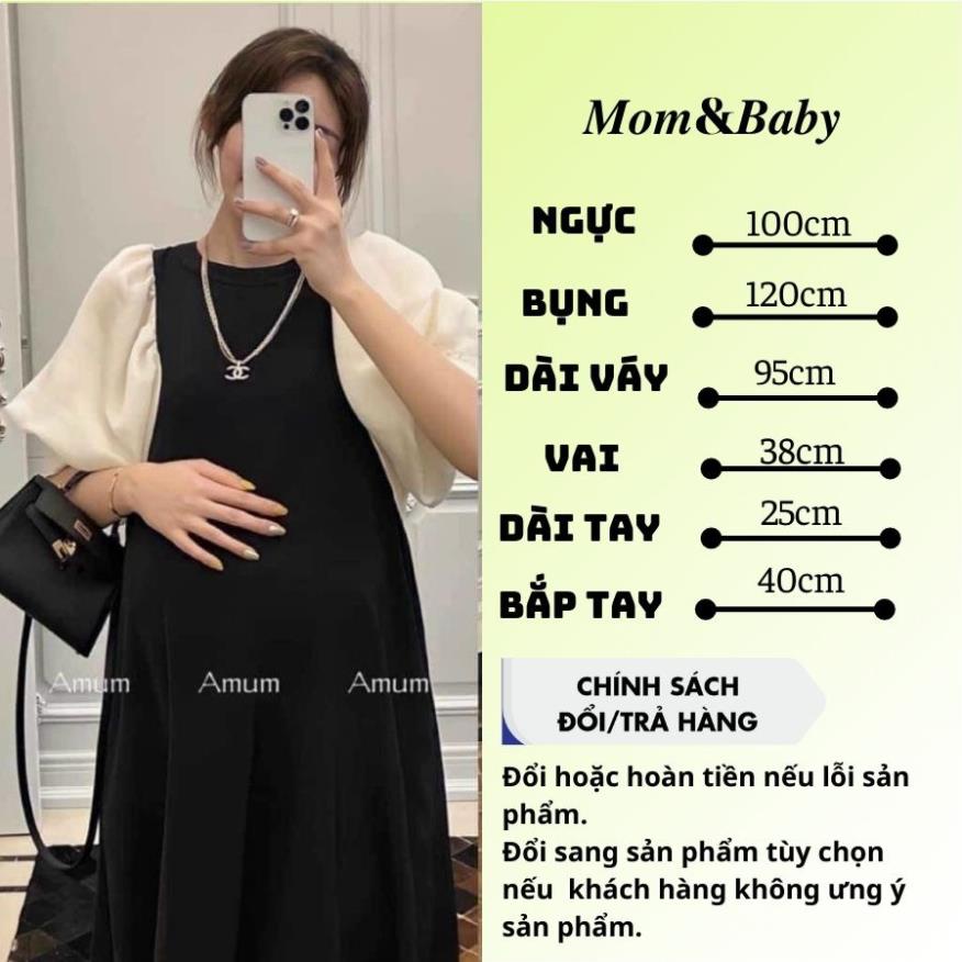 Váy Bầu dáng Đầm Bầu  Công Sở Tay Voan Sang Chảnh Vải Mát