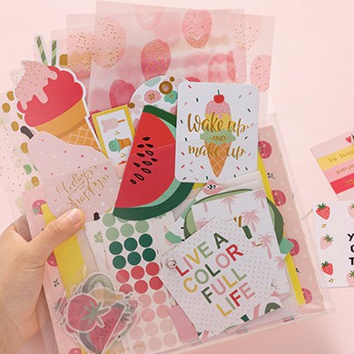 SET STICKER VÀ GIẤY TRANG TRÍ SCRAPBOOK, PLANNER, THIỆP 10 MÓN