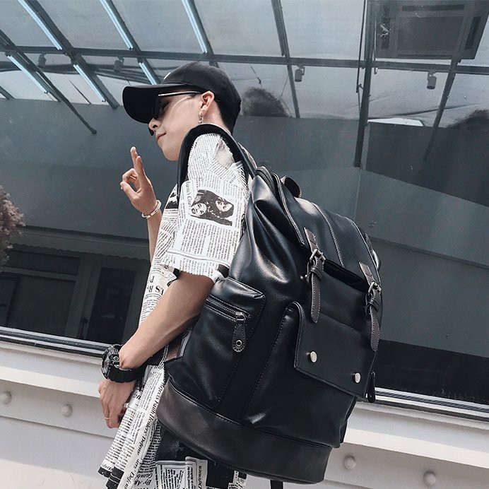 Balo da unisex W2P 9805 chất da PU cao cấp chống thấm nước chống bào mòn thể tích lớn phù hợp đi du lịch, đi phượt