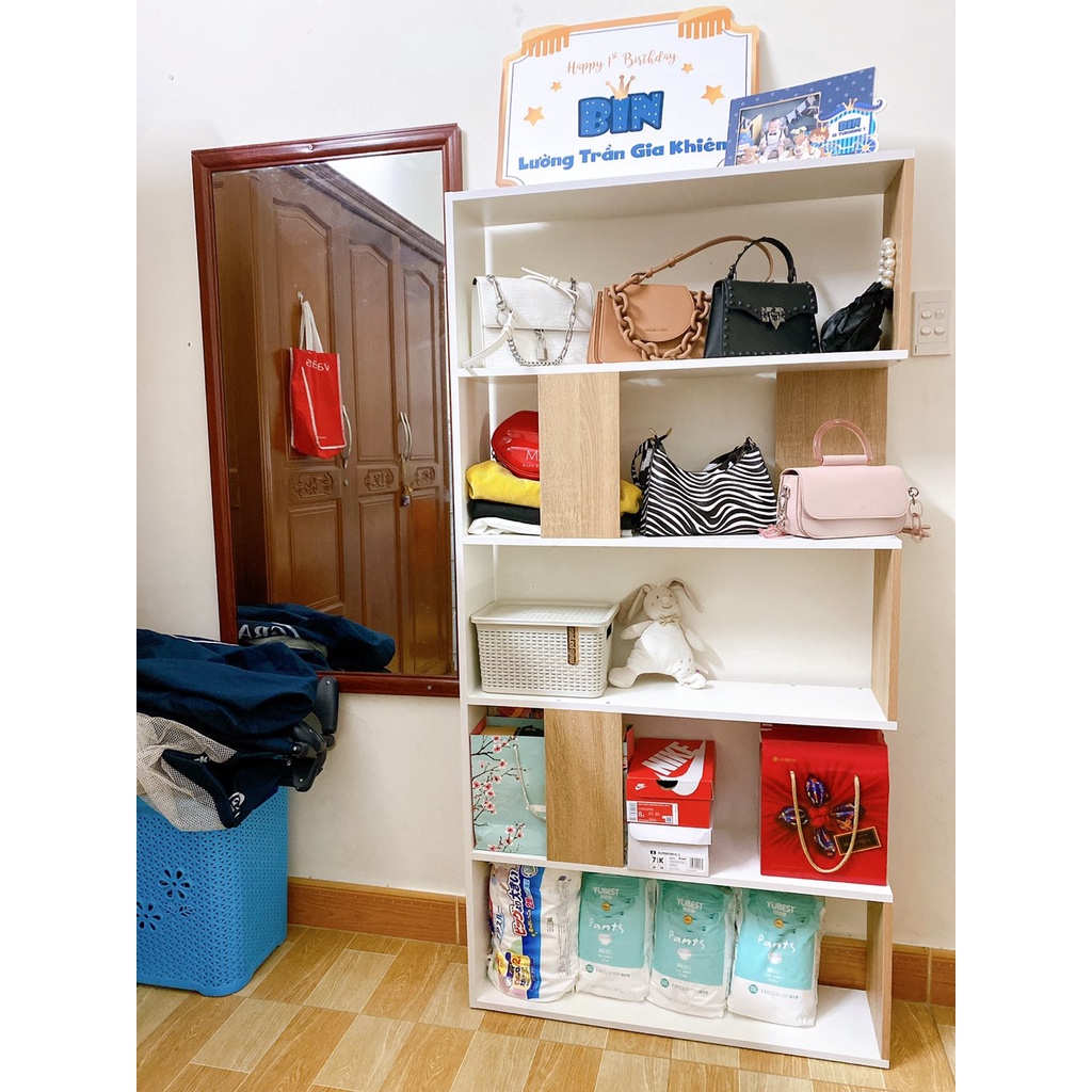 Kệ sách gỗ, kệ sách nhiều tầng thông minh phù hợp với bàn làm việc, giá sách cho bàn máy tính - GP105