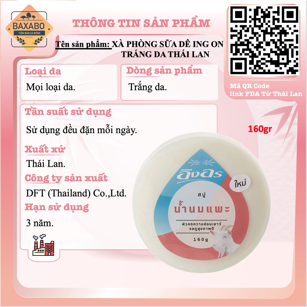 XÀ PHÒNG TRẮNG DA SỮA DÊ ING ON THÁI LAN - XÀ PHÒNG THẢO MỘC ING ON NỘI ĐỊA THÁI LAN - HÀNG CHÍNH HÃNG