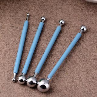 Bộ 4 dụng cụ tạo hình đất sét/kẹo mềm thiết kế hai đầu bằng thép không gỉ