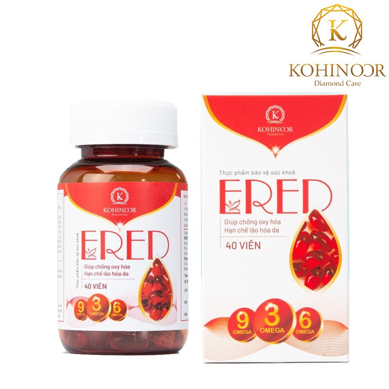 Ered - Vitamin E đỏ Kohinoor - Hỗ trợ giúp da trắng sáng, mịn màn, ngăn ngừa lão hóa (40 viên)