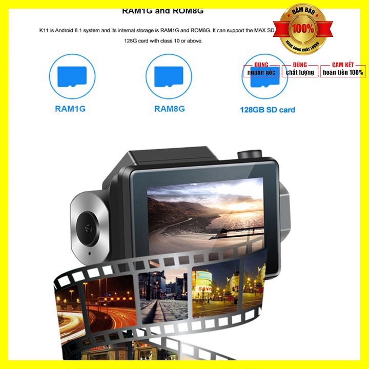 Camera hành trình thương hiệu cao cấp Phisung Android K11 4G, Wifi, 3 inch - Kết nối điện thoại thông minh