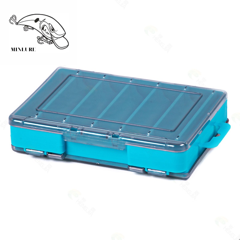 Hộp đựng mồi câu lure 2 mặt phụ kiện câu cá mini nhựa cứng cáp chốt khóa nắp hộp chắc chắn