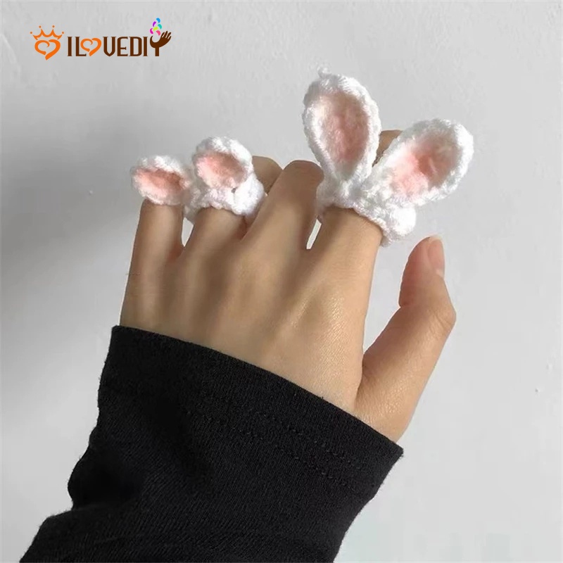 Nhẫn Đan Len Hình Tai Gấu/Thỏ Có Thể Điều Chỉnh Thời Trang Cho Nữ