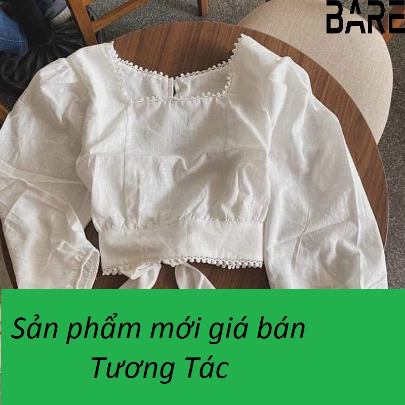 [Mã FAMAYWA giảm 10K đơn 50K] Áo croptop kiểu tay dài cổ tròn vải xốp HangmoonShop