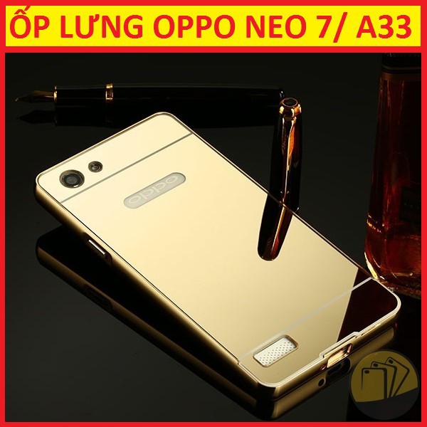 Xả hàng - Ốp lưng tráng gương +viền nhôm cho Oppo A33/ Neo 7 siêu sang