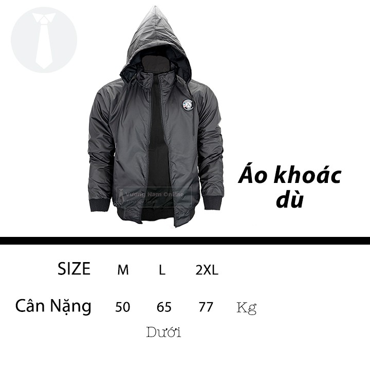 Áo khoác dù nam đẹp có mũ 2 lớp cao cấp VN03C