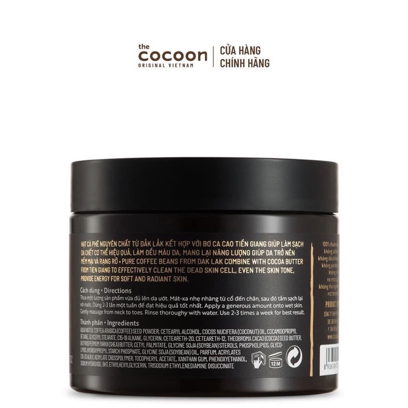 Tẩy da chết Cà phê Đak lak Cocoon toàn thân 200ml