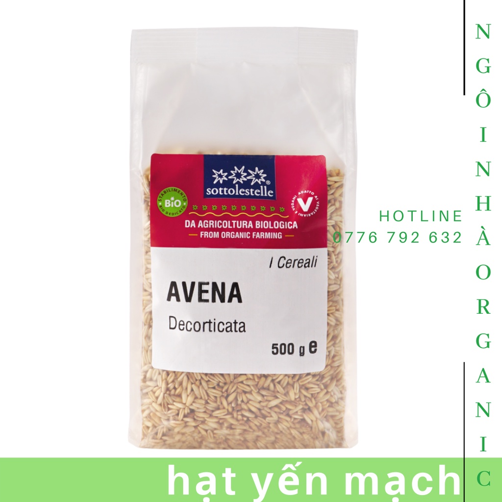 Hạt Yến Mạch Hữu Cơ Đã Bóc Vỏ Sottolestelle Organic Hulled Oat