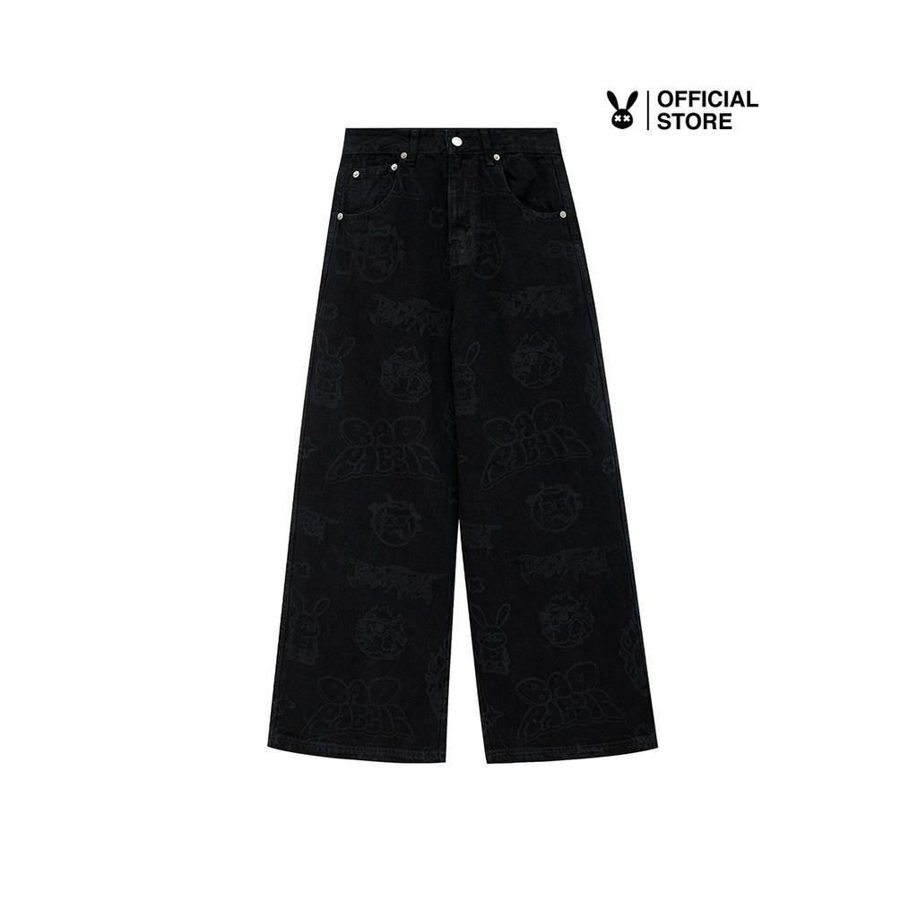 Quần Dài Unisex Bad Rabbit BLACK OVERPRINT JEANS - Local Brand Chính Hãng