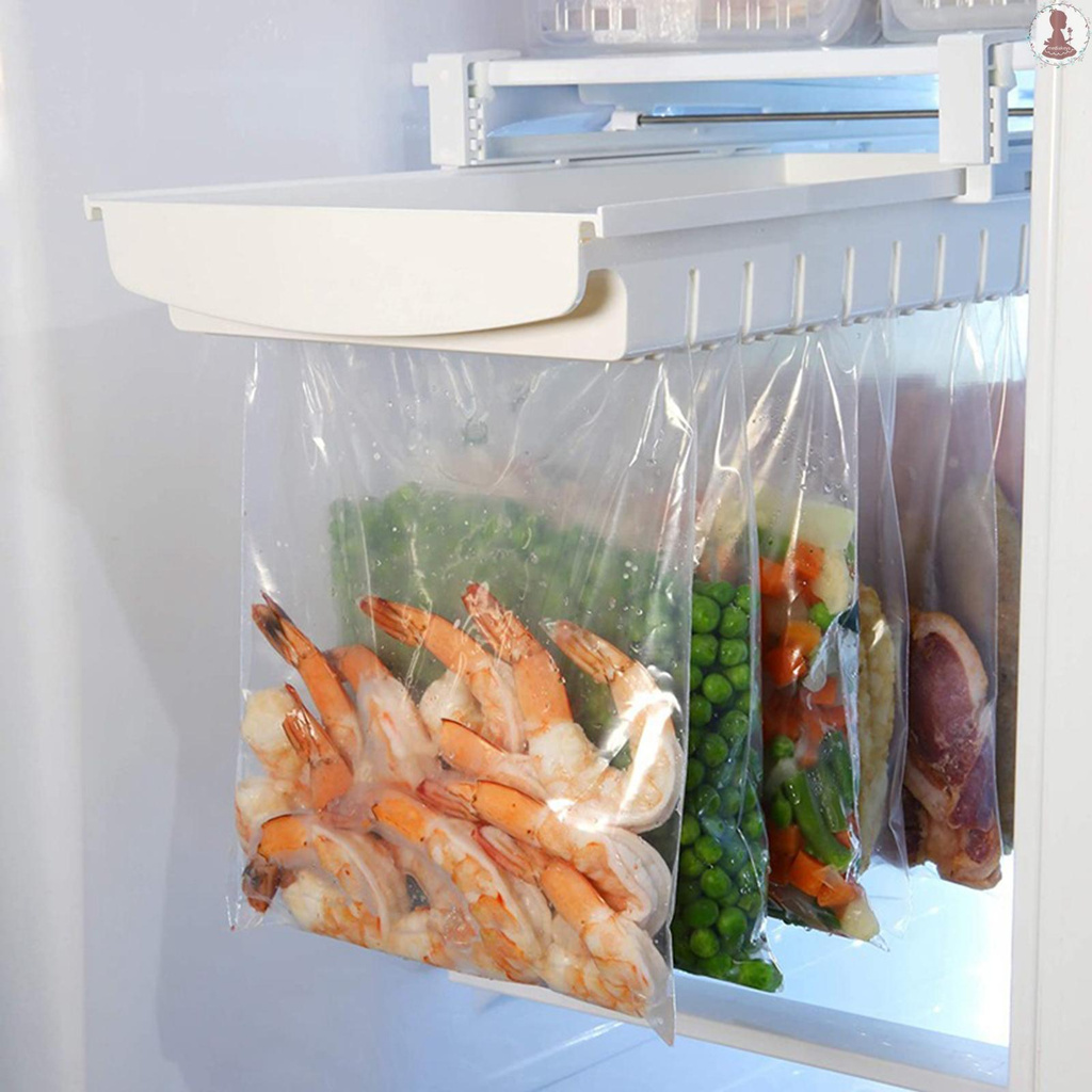 【med】Easy Store Organizer Refrigerator Ziplock Bag Fresh-keeping Track Storage Rack Free Punch Quick Access Slide Track Organizes 10 Bags Perfect For Leftovers