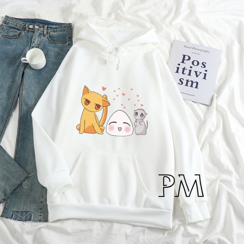 Áo hoodie mèo vàng tim nhỏ PM13