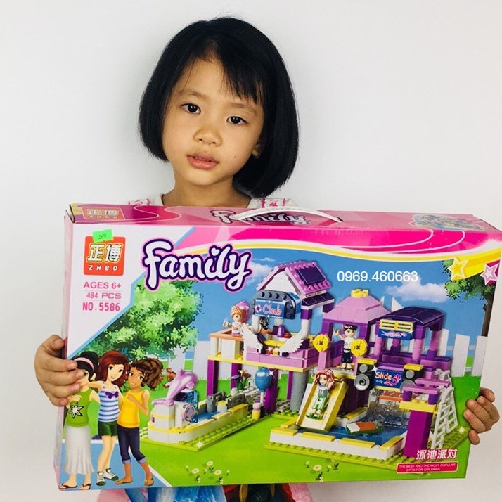 XẾP HÌNH LEGO FRIENDS GỒM 484 CHI TIẾT KHU VUI CHƠI CẦU TỤT VÀ BỂ BƠI. LEGO XẾP HÌNH CHO BÉ GÁI