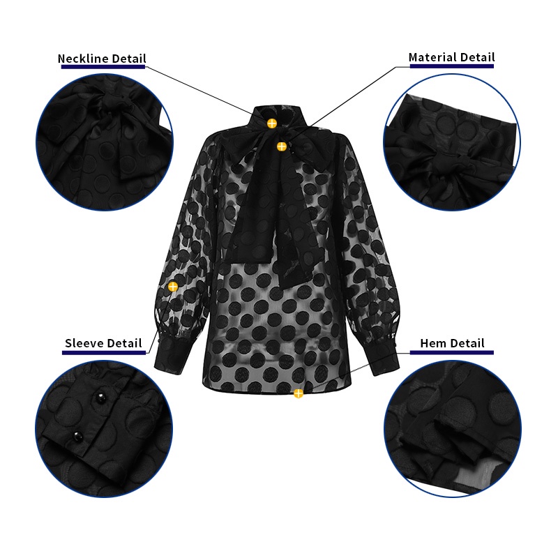 Áo sơ mi Zanzea chấm bi cổ thắt nơ tay dài thời trang dành cho nữ