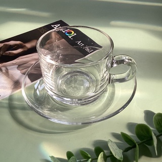 Bộ 6 ly kèm dĩa tách vuông/tách bầu nhọn cà phê, capuchino sang xịn