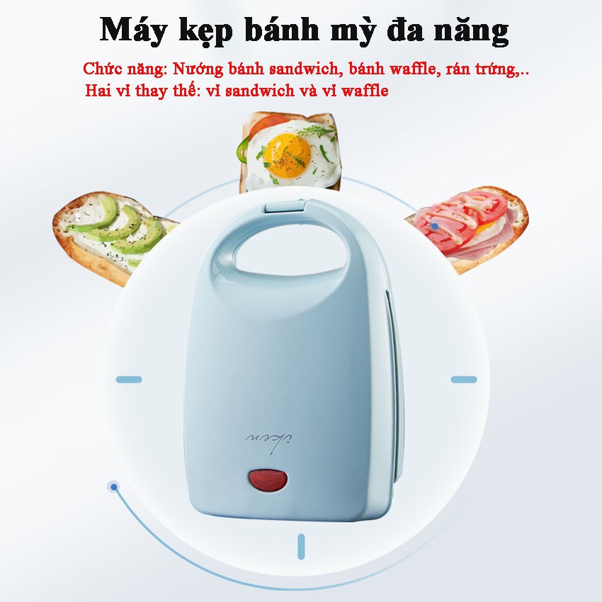 Máy Kẹp Nướng Bánh Mì Mini, Ép Sandwich, Rán Trứng, Làm Đồ Ăn Sáng, Nướng Thịt 2 Mặt Đa Năng PAPAA.HOME