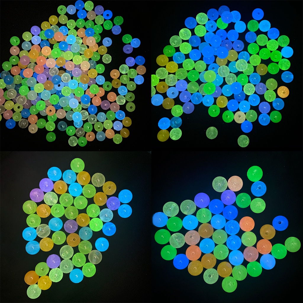 Set 6 / 8 / 10 / 12 Hạt Tròn Dạ Quang Nhiều Màu Sắc Làm Đồ Trang Sức Thủ Công