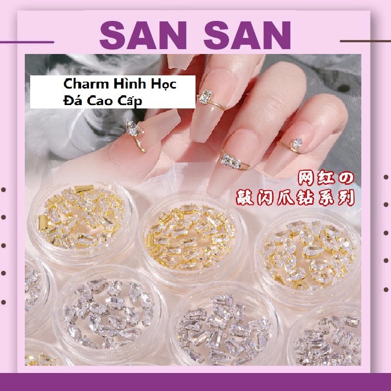 Set 10 Viên Charm Hình Học  Đá Cao Cấp Trang Trí Móng