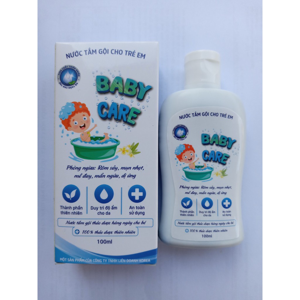 Nước tắm gội cho trẻ em Baby Care (Phòng ngừa rôm sảy, mụn nhọt, mề đay, mẩn ngứa, dị ứng, viêm da, hăm da ở trẻ em)