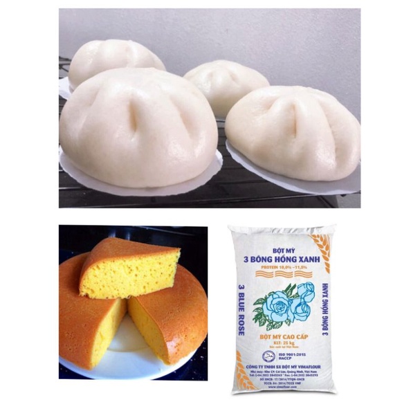 1kg Bột mì làm bánh 3 bông hồng xanh chuyên làm bánh bao