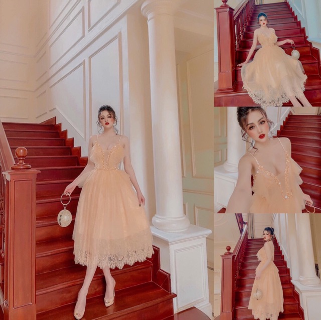 ẢNH VÀ VIDEO THAT 10000%  Đầm 2 dây kết ngọc