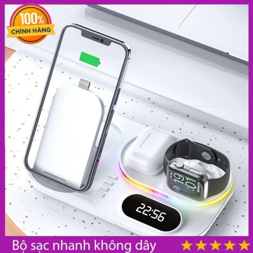 Sạc điện thoại không dây,Sạc đồng hồ thông mình và tai nghe cùng lúc tiện lợi