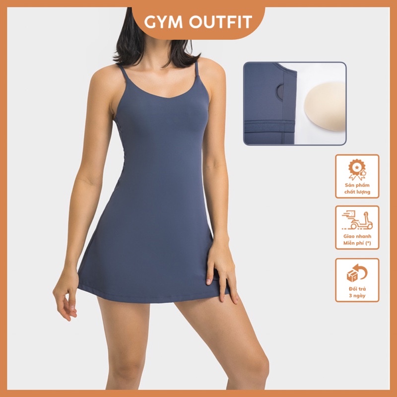 Váy Tennis Lululemon Có Sẵn Mút Lót Dáng Chữ A Hai Dây - Gym Outfit