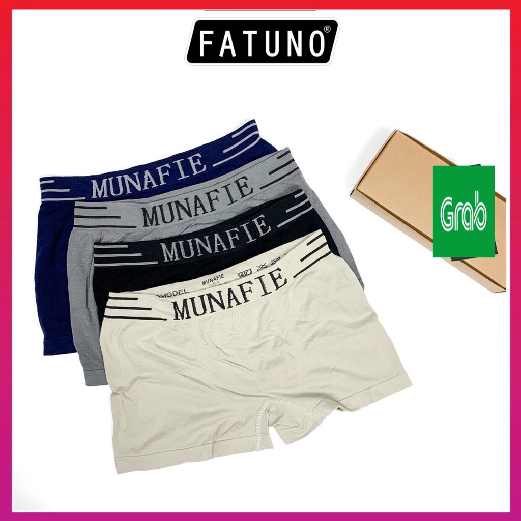 Combo gồm 4 Quần Sịp Nam Đùi Cotton, Quần Lót Nam Munafie Dệt Kim Co Giãn 4 Chiều Đóng Túi Zip Sang Trọng