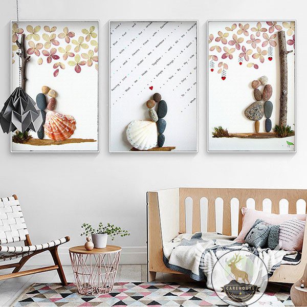 Bộ 3 tranh canvas sỏi nghệ thuật rất đẹp.