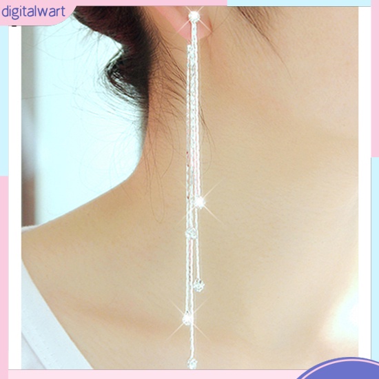 Cặp khuyên tai dây dài đính đá quý nhân tạo lấp lánh sang trọng cá tính dành cho nữ