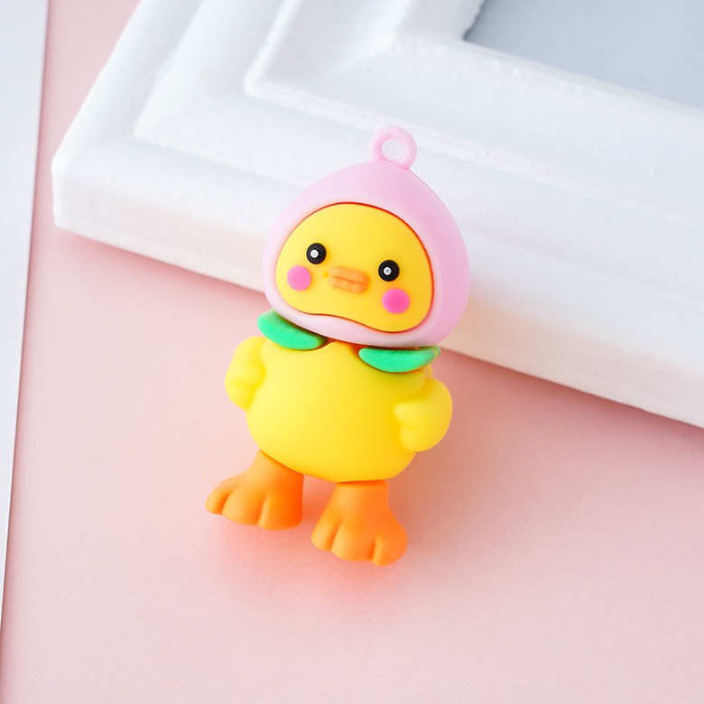 Móc khoá vịt trái cây dễ thương dùng treo khoá xe , balo