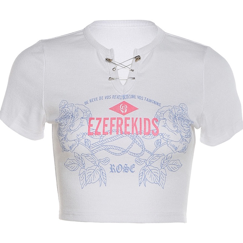 NUZIRO  Áo thun  ngắn tay dáng ôm in họa tiết vui nhộn thời trang cho nữ