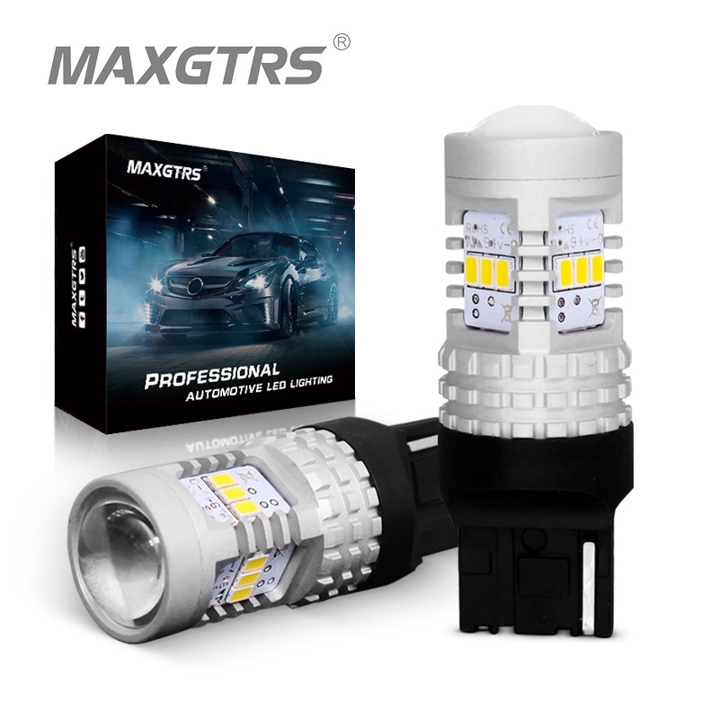 Đèn Led MAXGTRS T20 7440 W21W WY21W 14SMD 3020 12V Màu Sáng Trắng / Hổ Phách Dành Cho Xe Hơi