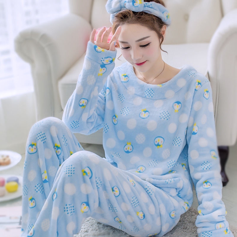 Bộ Đồ Ngủ Dài Tay Bằng Lông Cừu Dày Thời Trang Mùa Đông Ấm Áp Dành Cho Nữ | BigBuy360 - bigbuy360.vn