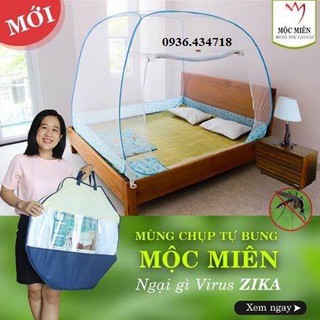 Màn Chụp Tự Bung Cao Cấp Mộc Miên - Đỉnh Rộng 1 Cửa ( video , hình thật )