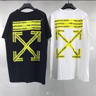 Áo tay lở trắng đen off white
