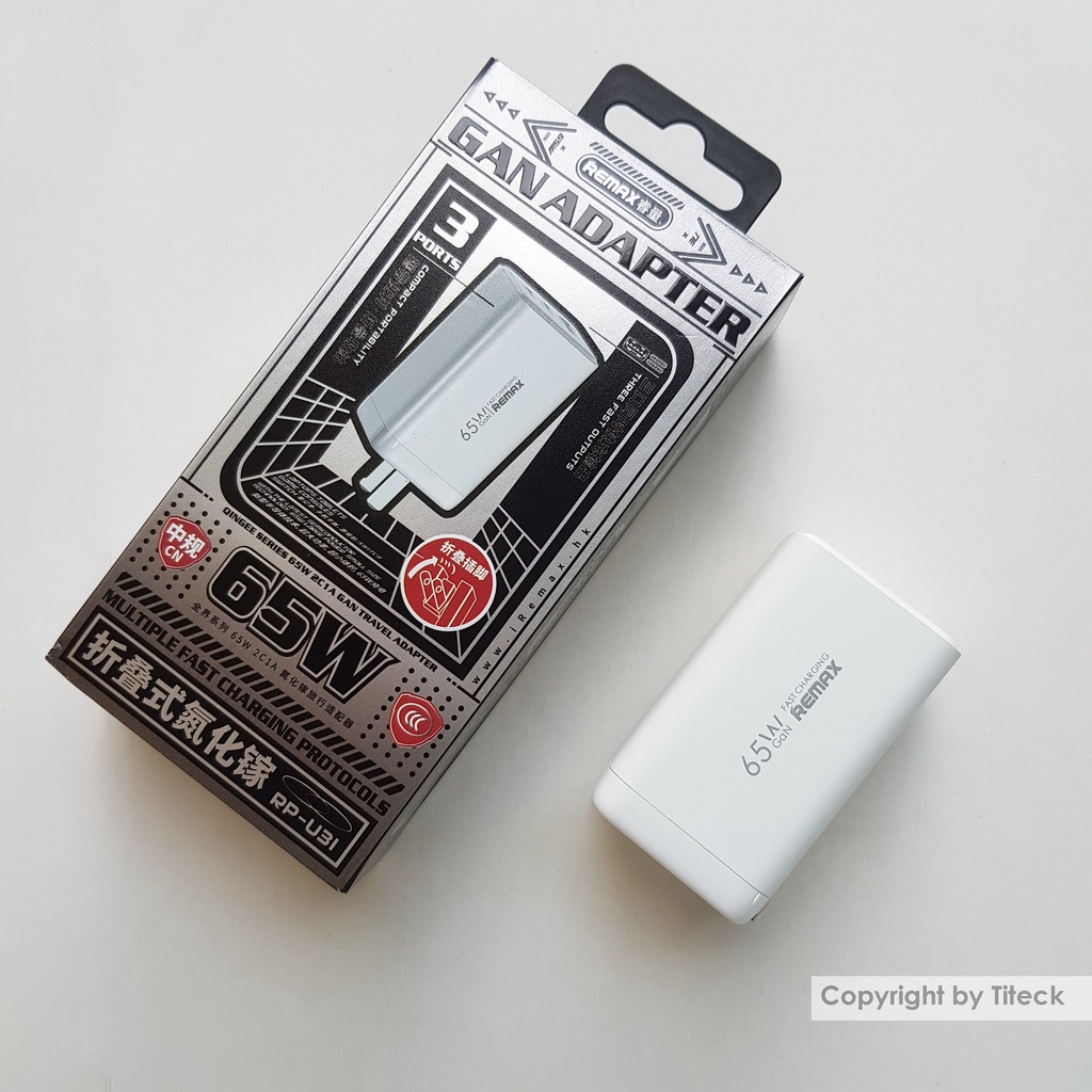 Củ sạc nhanh PD 65W Remax chính hãng 3 cổng Type c và USB dùng sạc điện thoại, máy tính, laptop, iP